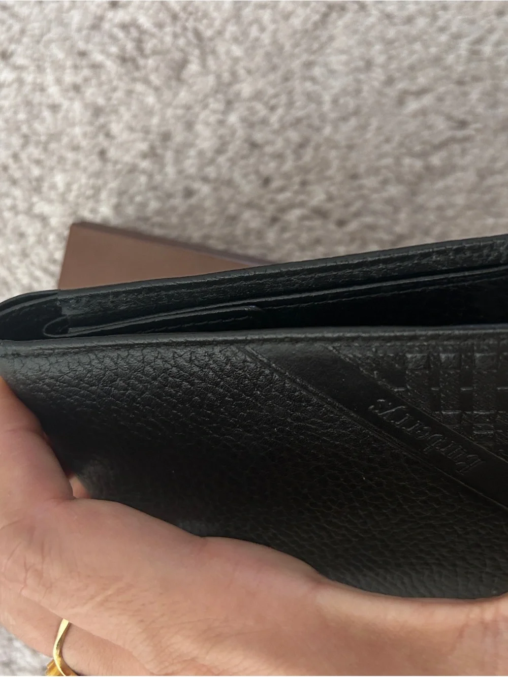 Burberry Black Textured Leather Men's Wallet with Signature Detail